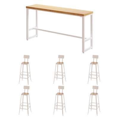 Tables et chaises de bar simples en bois massif