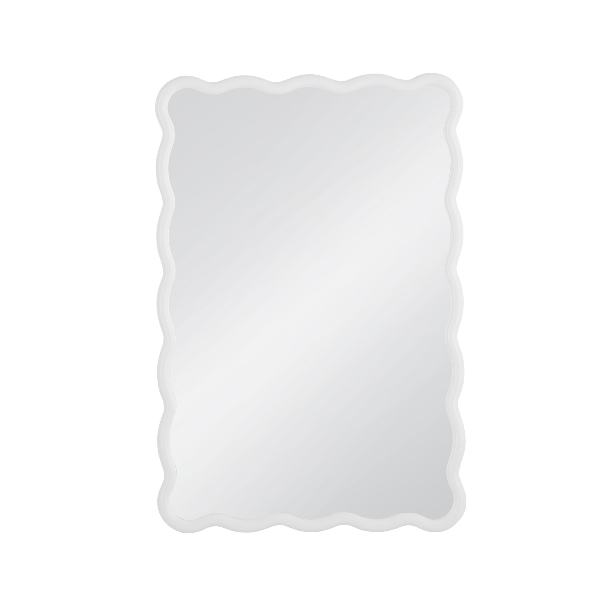 Allurine Solid Wood Wavy Wall Mirror, White