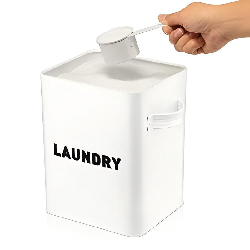 Metal Storage Canisters And Containers For Home And Kitchen Organization, Function, And Decor (White Laundry Box)