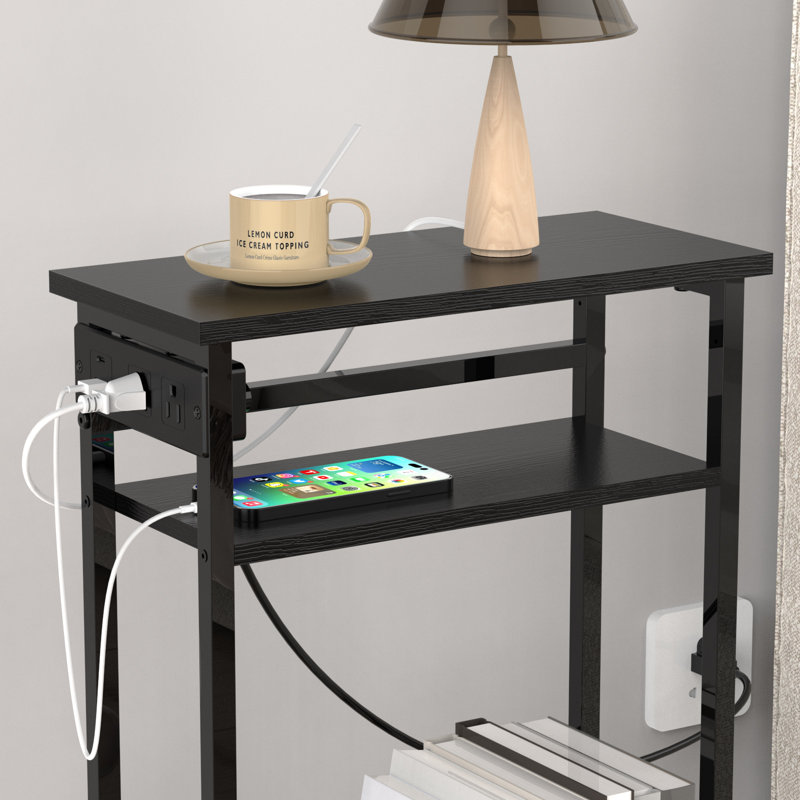 Table d'appoint 24,4 po à 3 niveaux avec station de charge, Black