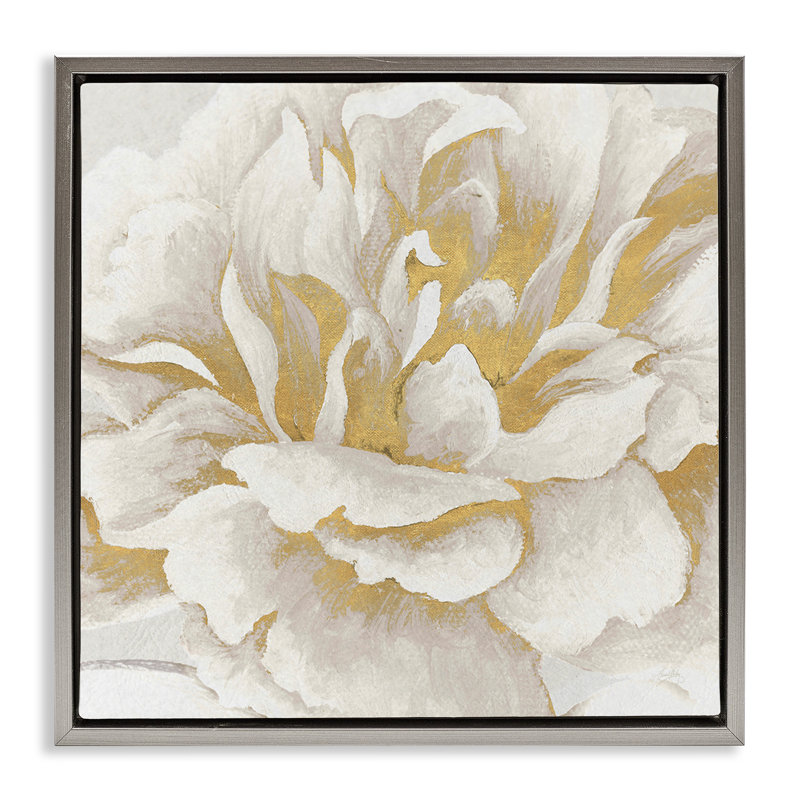 Sur toile flottante encadrée de fleurs blanches et blanches par Elizabeth Medley, Cadre flottant gris lustré