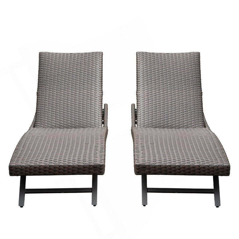 Chaise longue d'extérieur en osier 2 pièces