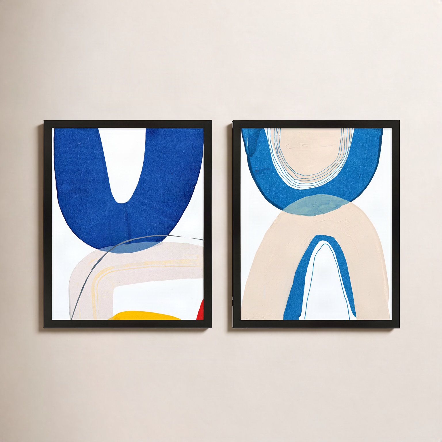 Unity Set Of 2 by Andrea Stokes, 38" H x 60" W x 1.25" D, Black Framed