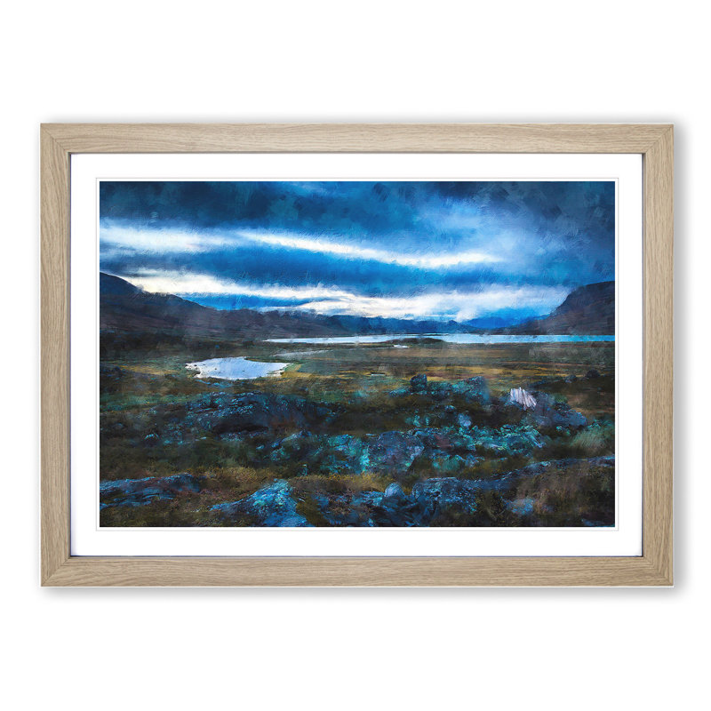 Terrain in Abisko Sweden - Picture Frame Graphic Art, 27cm H x 36cm W x 2cm D, Oak