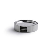 Striations Coasters, Set of 4 in Holder, Silver