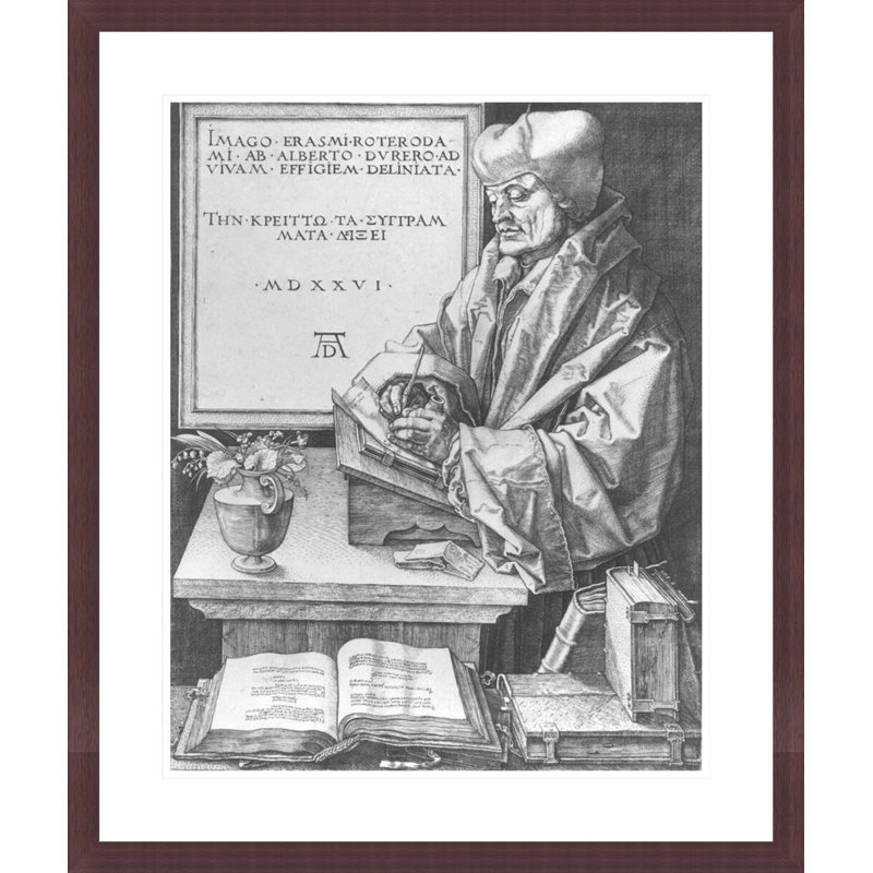 «Desiderius Érasme (1466-1536) of Rotterdam» par Albrecht Dürer, estampe numérique encadrée, H 27,84 po x l 23,5 po