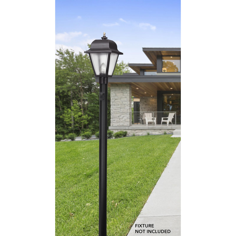 Solus 7, 8, or 10 ft. Outdoor Hardwired Direct Burial Lamp Post with Convenience Outlet and Dusk-to-Dawn Photocell Sensor