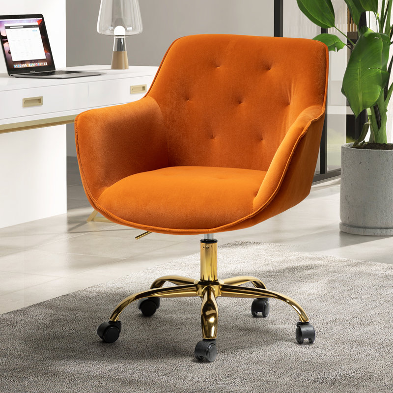 Chaise de travail Clio à hauteur réglable, Velours orange