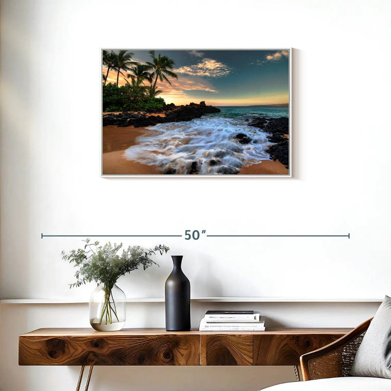 Maui, baie de Makena, Borasisi, Cadre flottant blanc, 31 po x 21 po