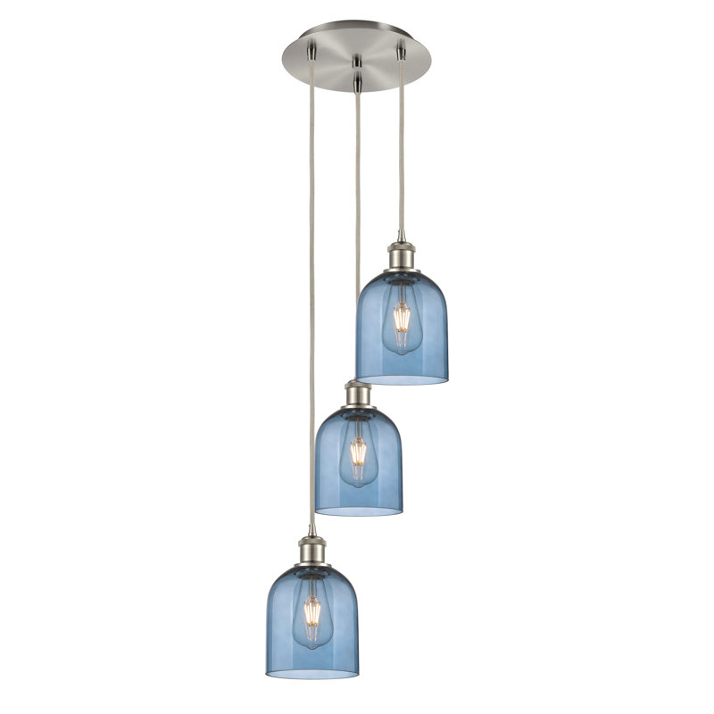 Odaniel 3 - Light Cluster Pendant, Princess Blue, Brushed Satin Nickel
