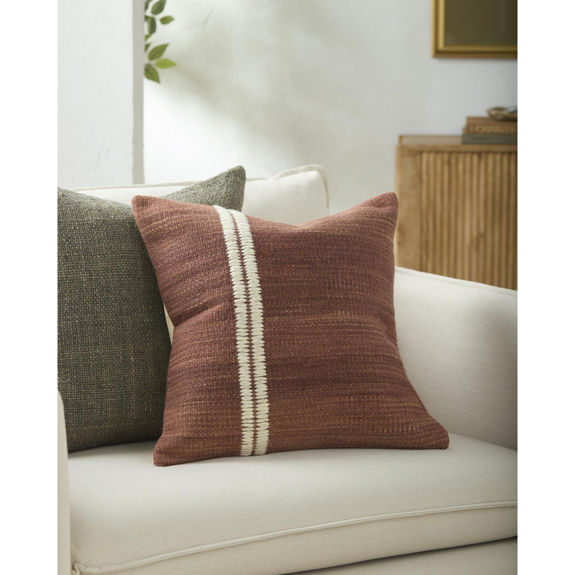 Jundah Accent Pillow, Square 18", Polyester, Red