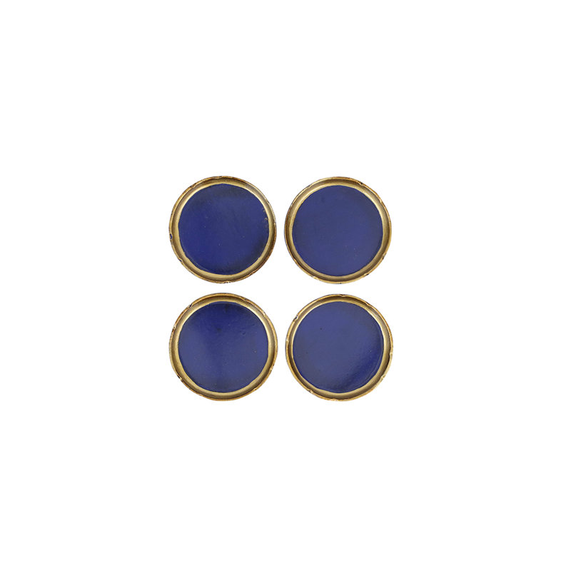 Florentine Wooden Accessories Round Coaster, Cobalt/God