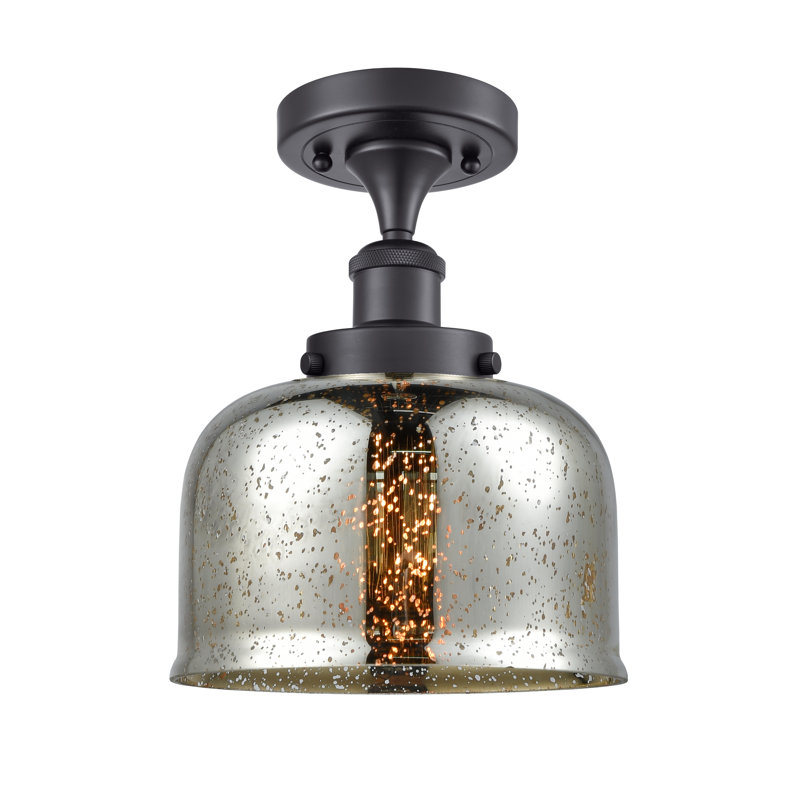 Plafonnier semi-encastré 1 lumière Alixs, Noir mat, H 13 po x l 8 po x P 8 po, Ampoule non incluse