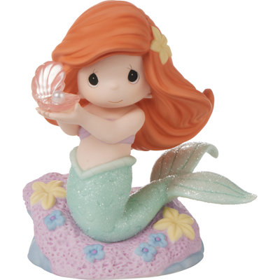 Precious Moments Disney The Little Mermaid Ariel Holding a Pink Shell Figurine 4.8 Inch