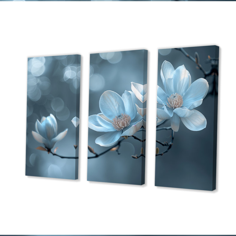 Blanc, gris, nuit, nirvana, magnolia photo I - ensemble d'art mural Magnolias, H 28 po x l 36 po x P 1 po