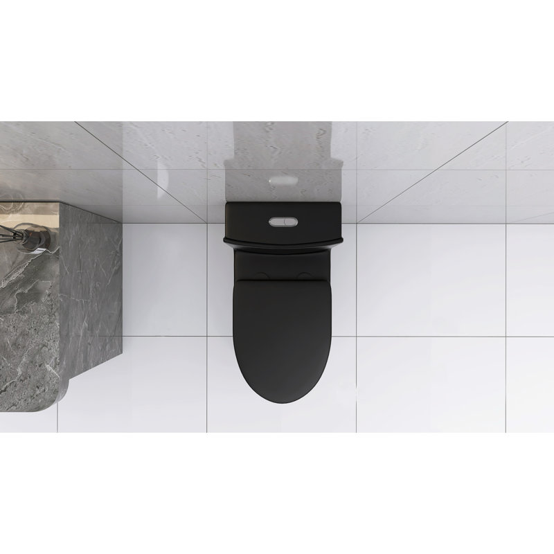 Toilette noire matte à double chasse, 1,1 / 1,6, siège silencieux et allongé pour chasse d'eau moderne, mécanisme de chasse efficace