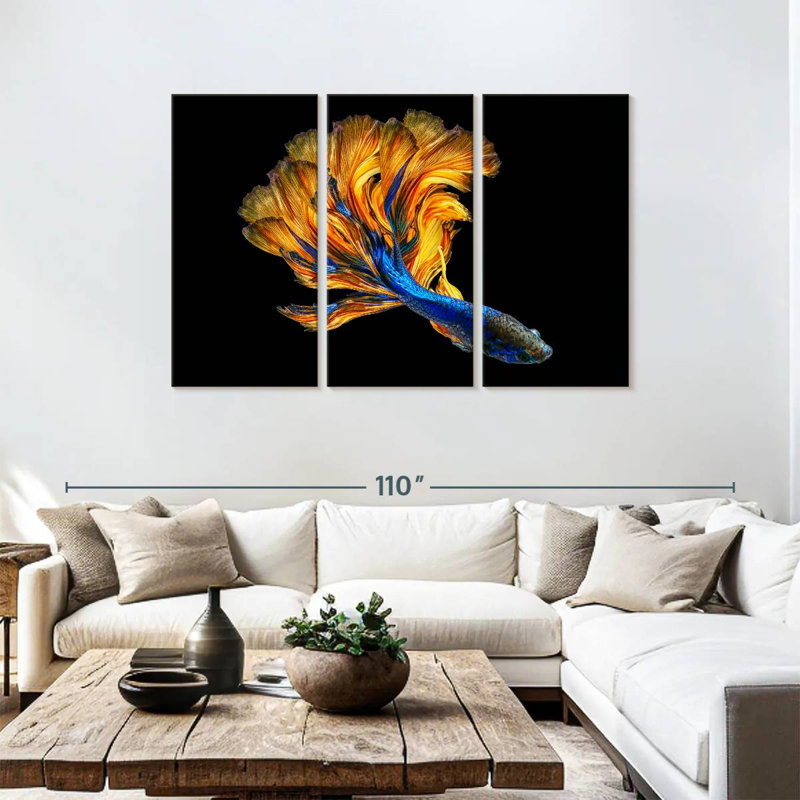 Brampt Yellow Tailed Blue Betta Fish, 48" H x 74" W