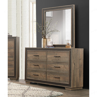 Rustic  Ebony   Dresser of 6 Drawers Wooden Bedroom  Furniture Mahogany ed Wood Planks