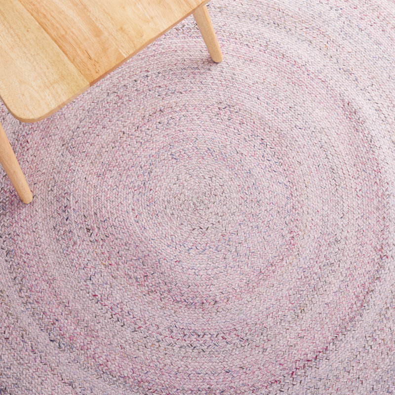 Tapis rond en polyester tissé à la main rose / gris, Rond 3 pi