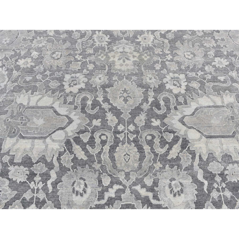 Tapis gris Oushak en laine nouée à la main 9 pi x 12 pi 4 po 7E22E475C4AD43EC97E344FCACB9B3B1