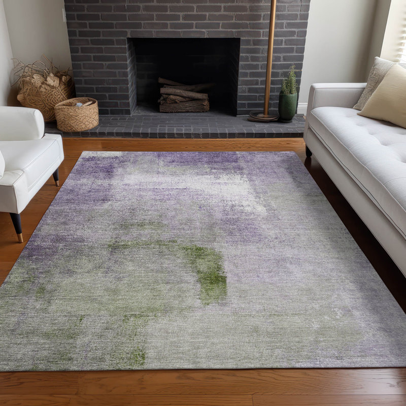 Premium Machine Washable Prisco Purple Rug, Rectangle 2'6" x 3'10"