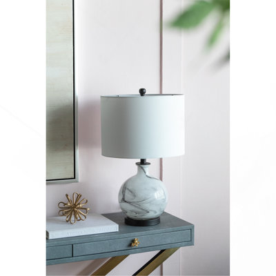14X14x23" White And Grey Glass Table Lamp
