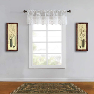 Mohit Floral Scalloped 60'' Kitchen Curtain