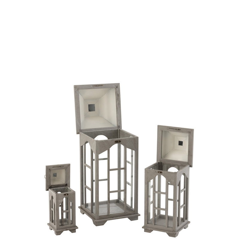 Cozy 3 Piece Wood Tabletop Lantern Set