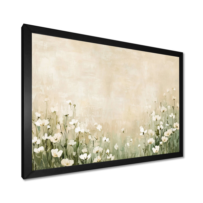 Tranquille, fleur des prairies - Art mural fleurs sauvages, H 12 po x l 20 po, Noir