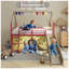 Lit mezzanine simple avec glissade et rideau Jack