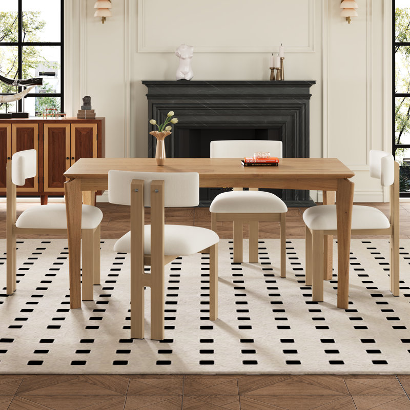 Uecker 5-Piece Dining Set, Natural Oak, Beige