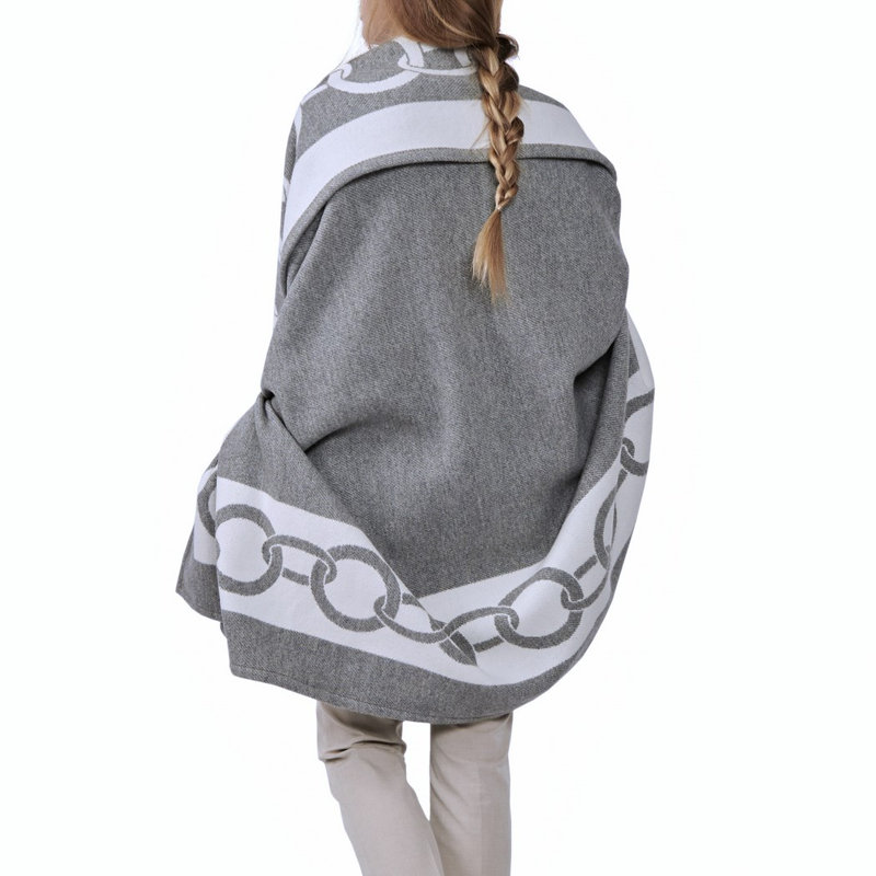 Chains Hand Woven Throw Blanket, Gray/Milk