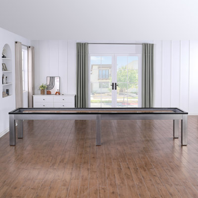 Playcraft Genoa 12’ Pro-Series Shuffleboard, Walnut on Silver