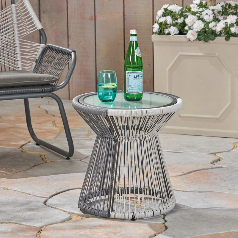 Table d'appoint Milan avec plateau en verre trempé