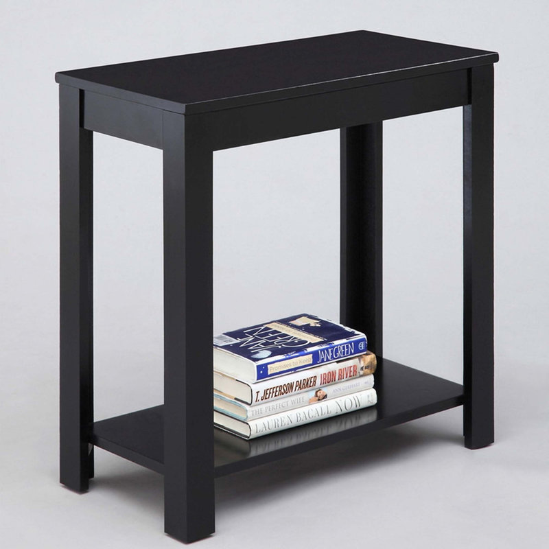 Grande table de bout en bois 24 po avec finition noire, Noir