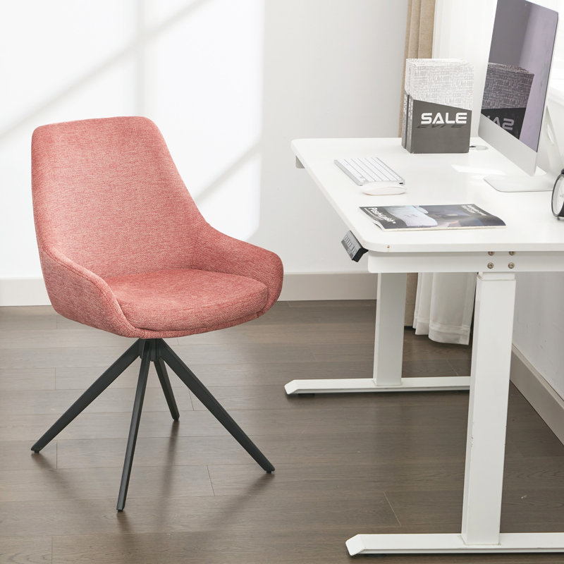Chaise de bureau en lin Loklun, Caramel
