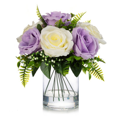 Faux Silk Rose Arrangement in Vase