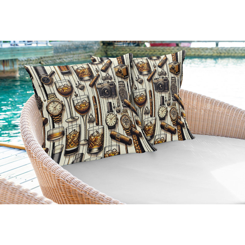 Housse de coussin en tissu pour l'intérieur et l'extérieur, H 16 po x l 16 po, Carré