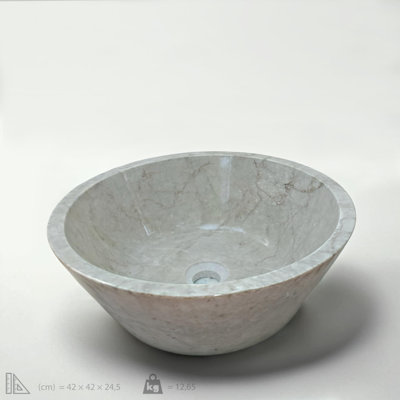 Beige Marble Conical Vessel Sink – 16.53 Inch Handcrafted Stone Basin