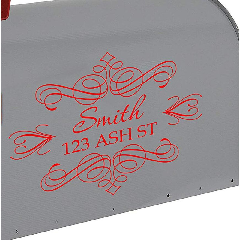 Décalcomanie murale personnalisable adresse de boîte aux lettres personnalisée, Rouge, Oui