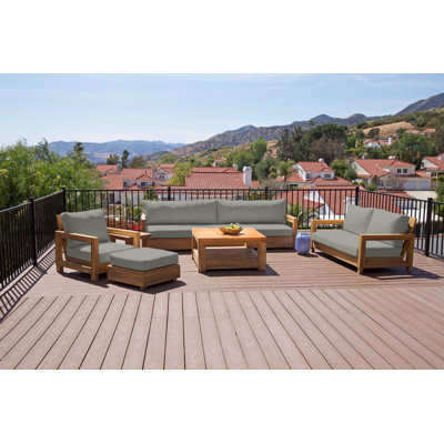 Crelake Teak 7 - Person Patio Conversation Set with Cushions