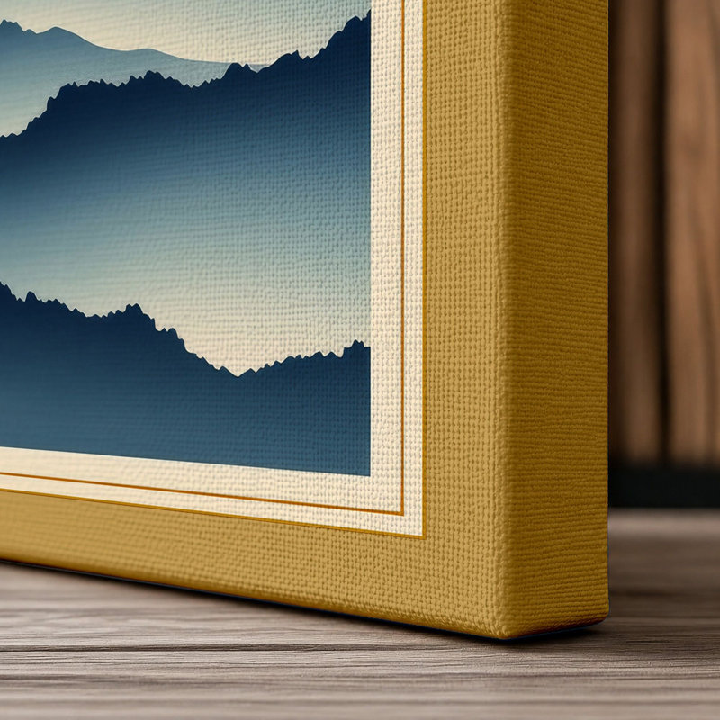 Layers of Fuji Japandi - Wrapped Canvas, 24x16 - 61.0 x 40.6 cm, Ochre Border