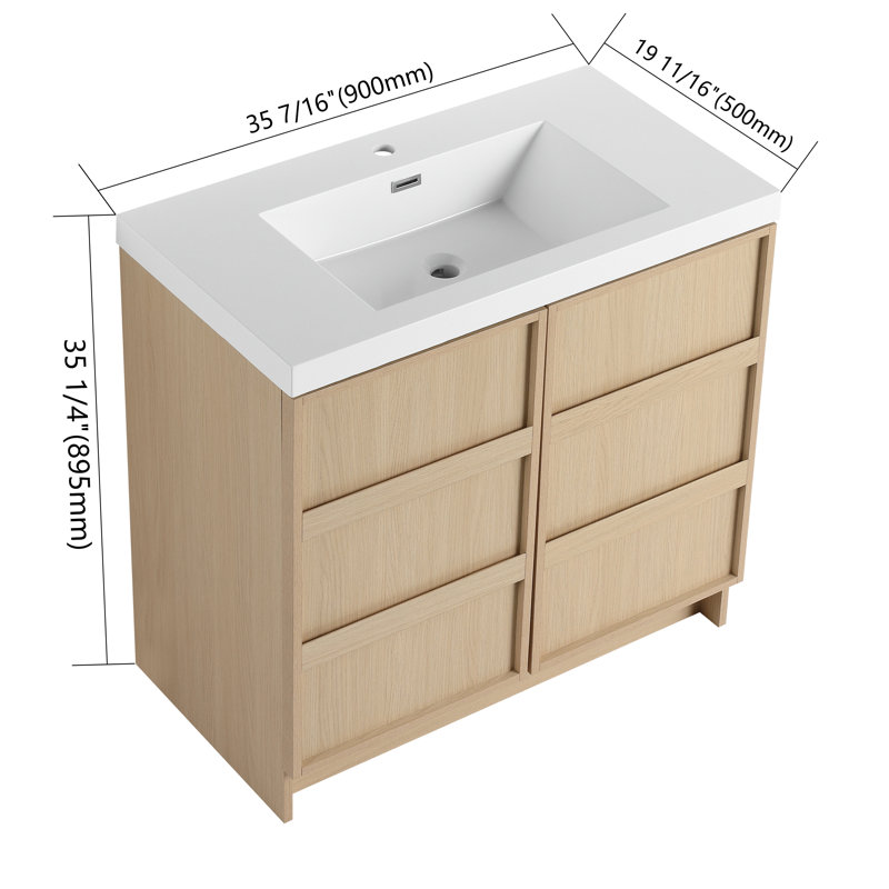 Meuble-lavabo sur pied 36 po avec lavabo en résine, 36"