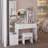 Makeup Vanity Desk With Mirror & LED Lights, Stool-1458248748