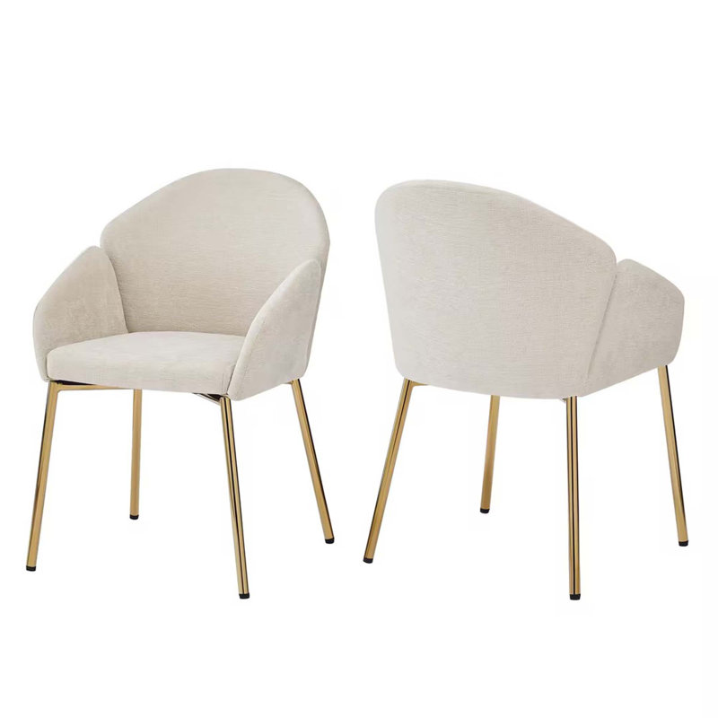 Heckstall 19'' H Fabric Upholstered Metal Armchair, Beige
