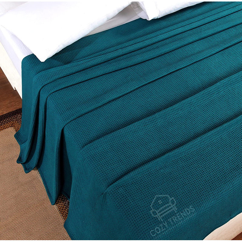 Couverture en coton, Simple, 3, Bleu sarcelle