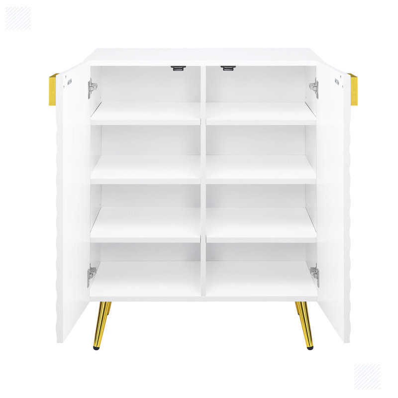Kylie Contemporary Rectangular Console Table with Wave Pattern Design,Entryway table,Hoyer table, White
