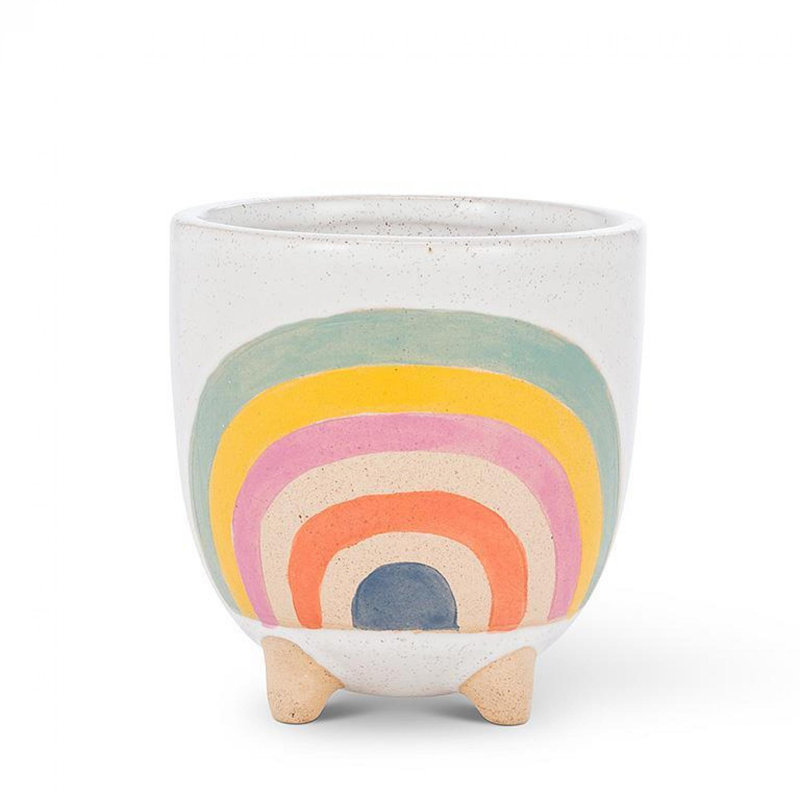 Pot à motif arc-en-ciel avec pieds, H 3,75 po x l 3,75 po x P 4 po