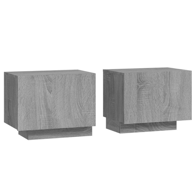 Gillean Particle Board / Chipboard Bedside Table, Grey Sonoma