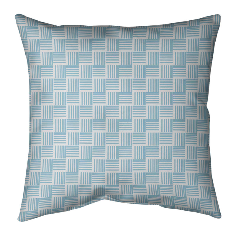 Coussin décoratif intérieur / extérieur Teal Basketweave - protégé contre les rayons UV, réversible, sarcelle, 20 po x 20 po